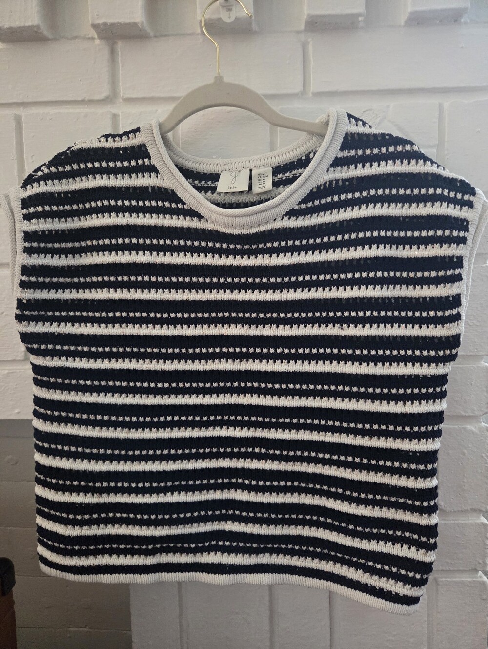 Striped Knit Sweater Vest - Navy and White